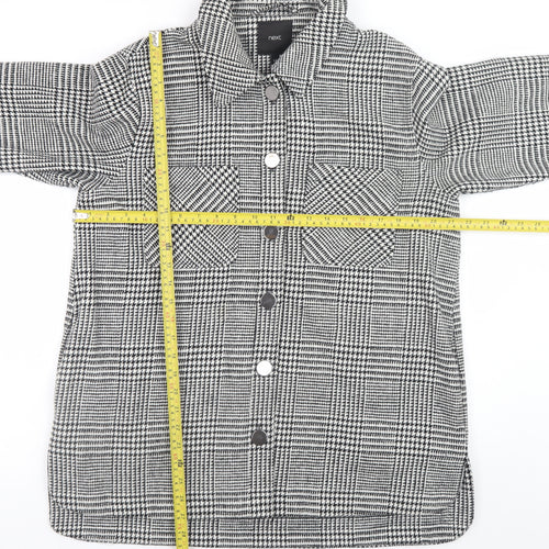 Next Womens Grey Check Button Up Shacket Size 16