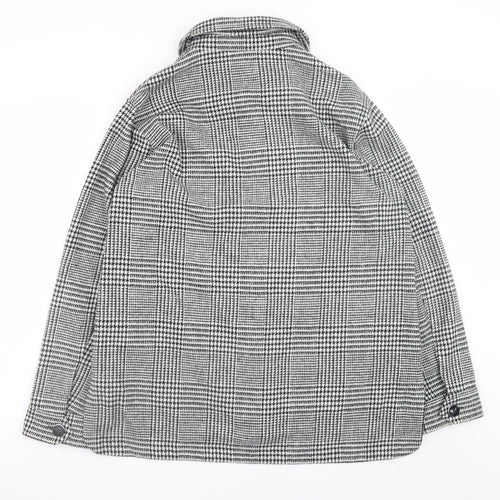 Next Womens Grey Check Button Up Shacket Size 16