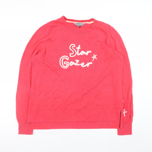 Principles Womens Red Crew Neck Star Gazer Cotton Cashmere Jumper Size 10