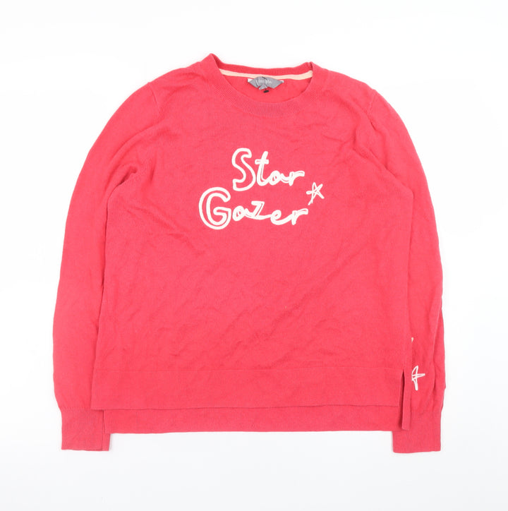 Principles Womens Red Crew Neck Star Gazer Cotton Cashmere Jumper Size 10