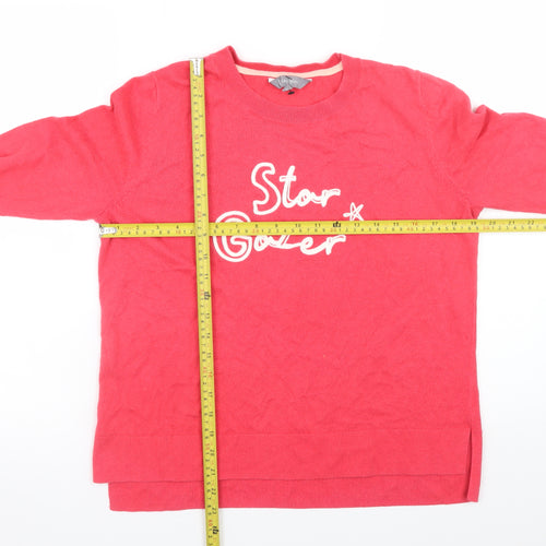 Principles Womens Red Crew Neck Star Gazer Cotton Cashmere Jumper Size 10