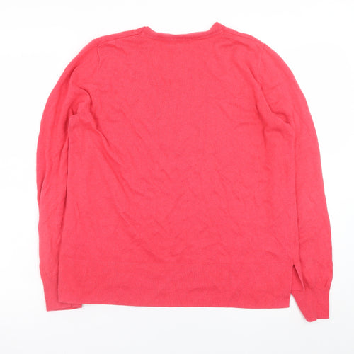 Principles Womens Red Crew Neck Star Gazer Cotton Cashmere Jumper Size 10