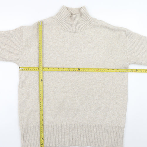 River Island Women Beige Mock Neck Pullover Jumper Size M Wool Blend