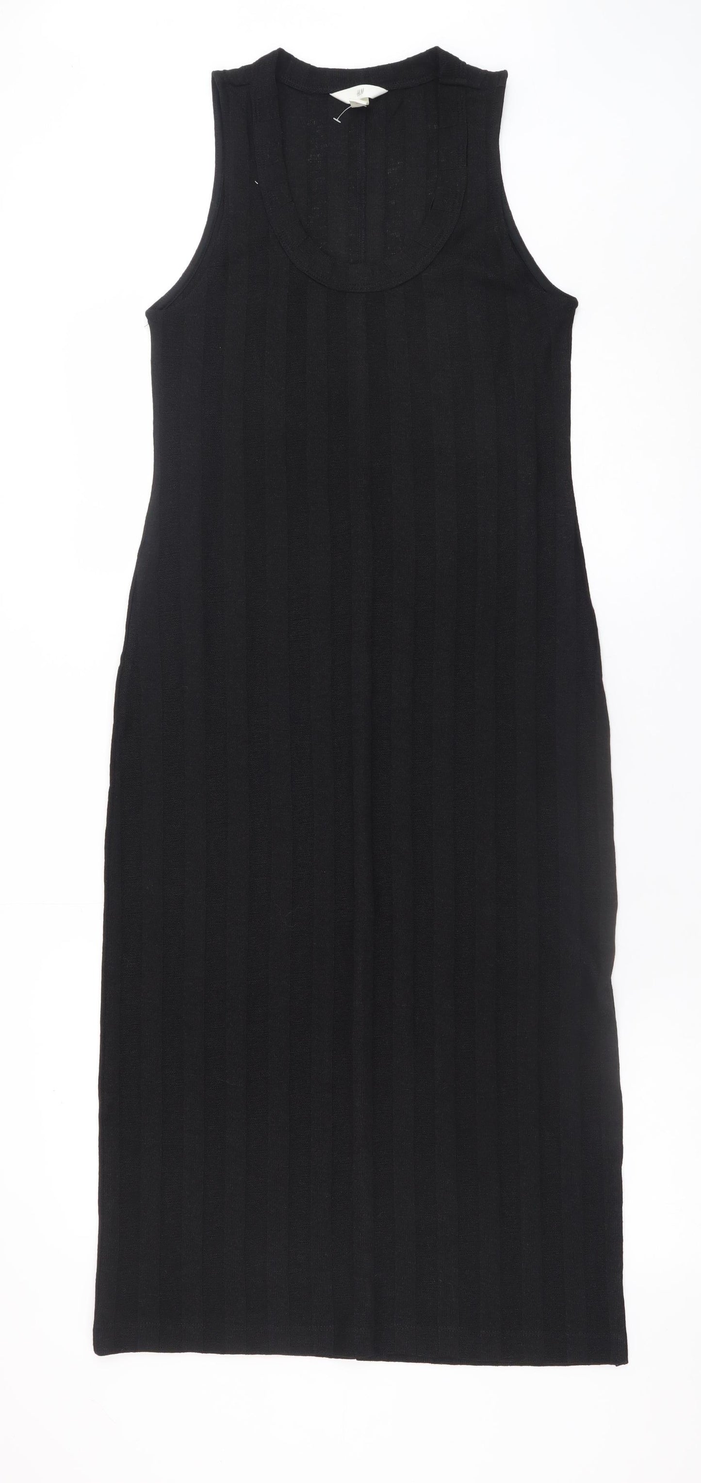 H&M Women's Black Ribbed Knit Sleeveless Tank Midi Dress XS