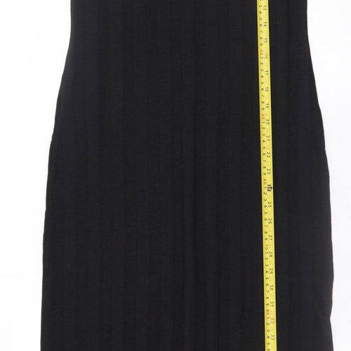 H&M Women's Black Ribbed Knit Sleeveless Tank Midi Dress XS