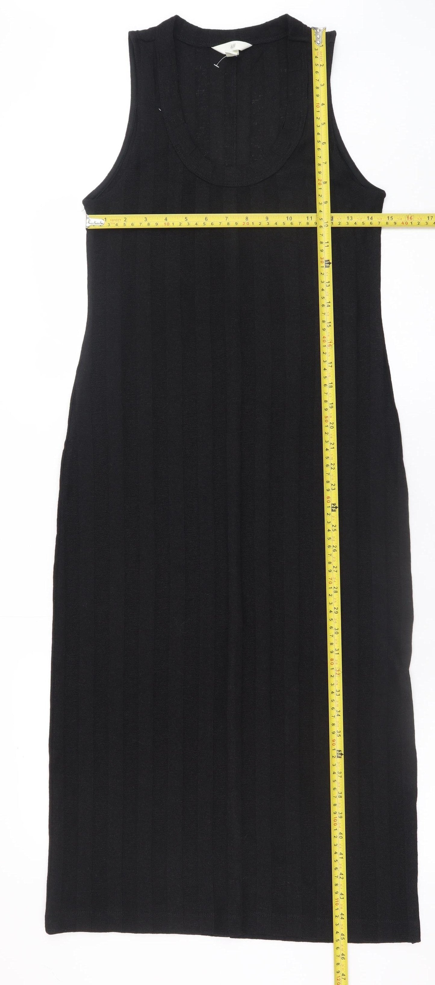 H&M Women's Black Ribbed Knit Sleeveless Tank Midi Dress XS