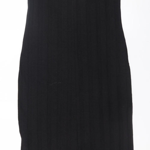 H&M Women's Black Ribbed Knit Sleeveless Tank Midi Dress XS