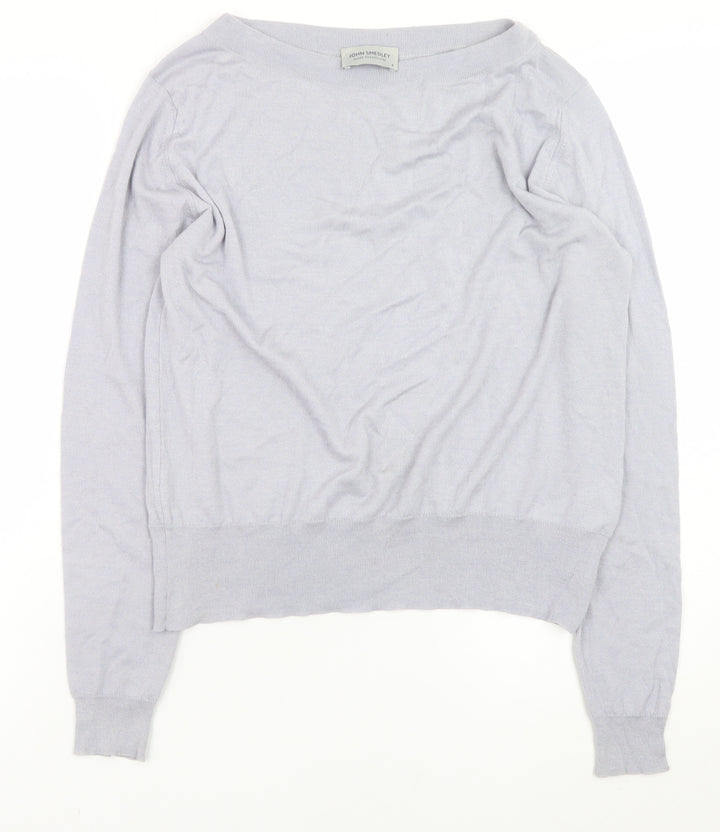 John Smedley Men’s Grey Wool Cotton Small Crew Neck Jumper