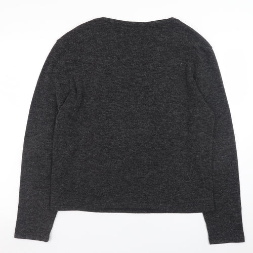 Madam Rage Women Grey Heart Button Pullover Jumper Size 16