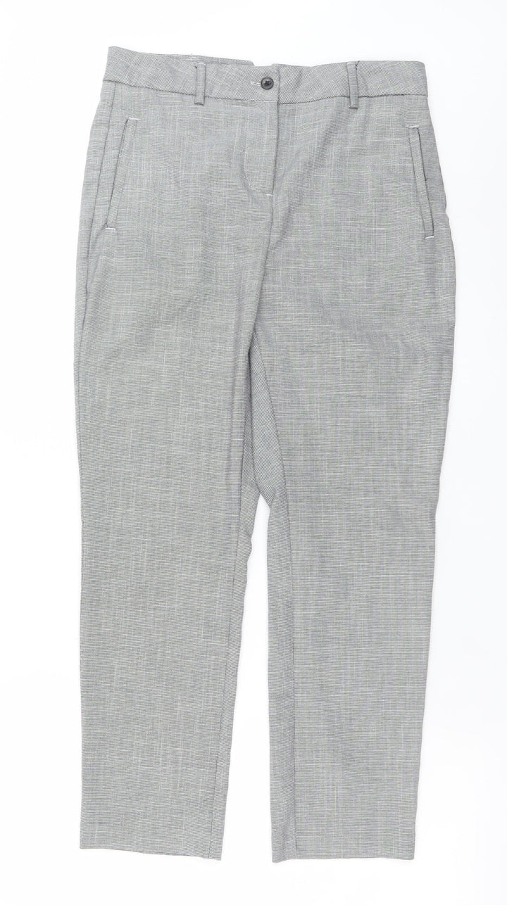 Next Women’s Grey Check Trousers Size 8 Regular Straight Leg Workwear