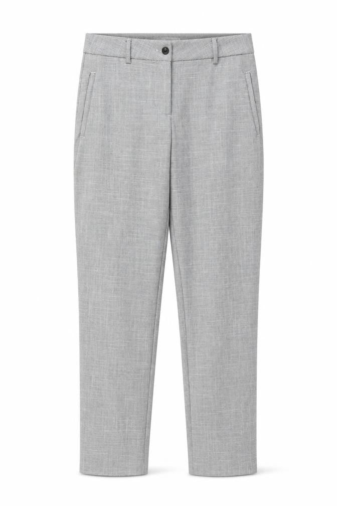 Front view of Next Women’s Grey Check Trousers, size UK 8, Regular Straight Leg Workwear