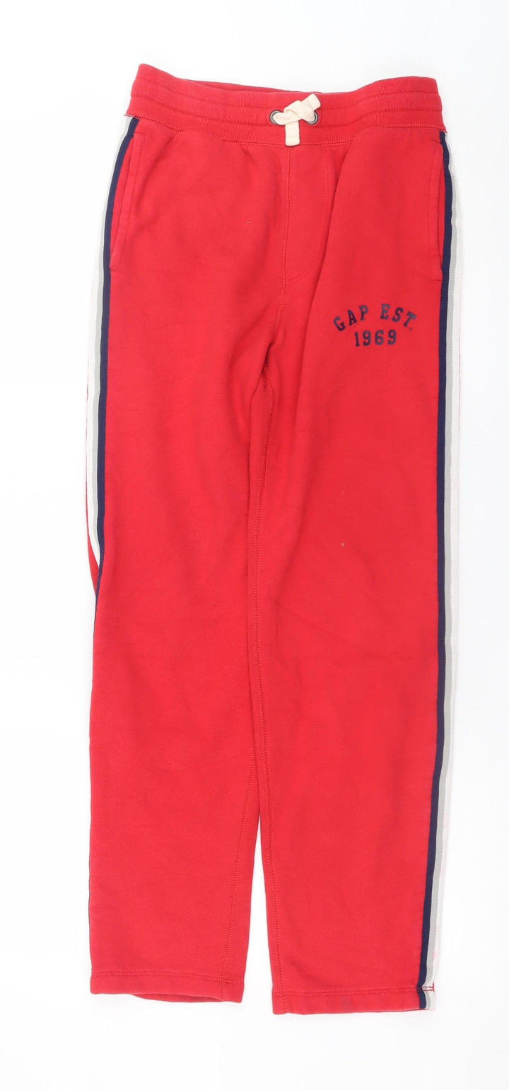 GAP Kids Boys Red Jogger Trousers 13-14 Years Fleece Elastic Waist