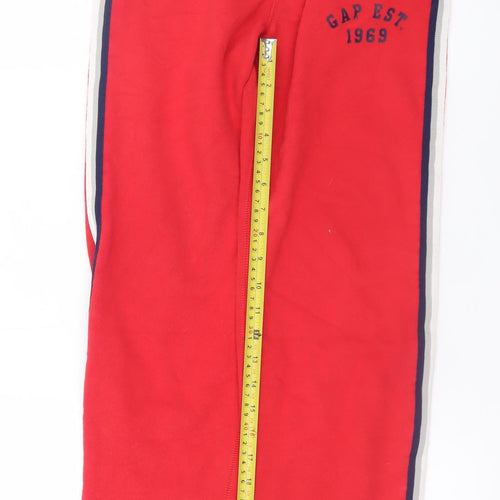 GAP Kids Boys Red Jogger Trousers 13-14 Years Fleece Elastic Waist