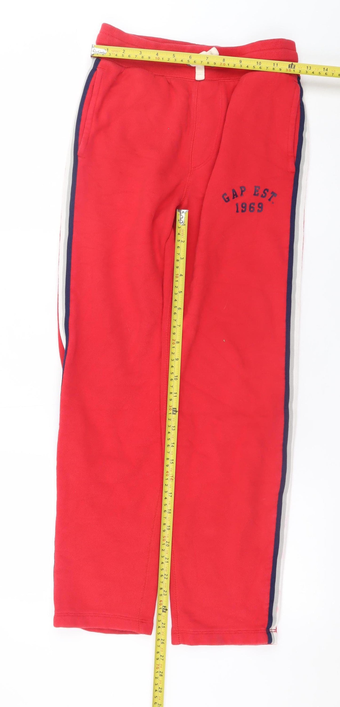 GAP Kids Boys Red Jogger Trousers 13-14 Years Fleece Elastic Waist