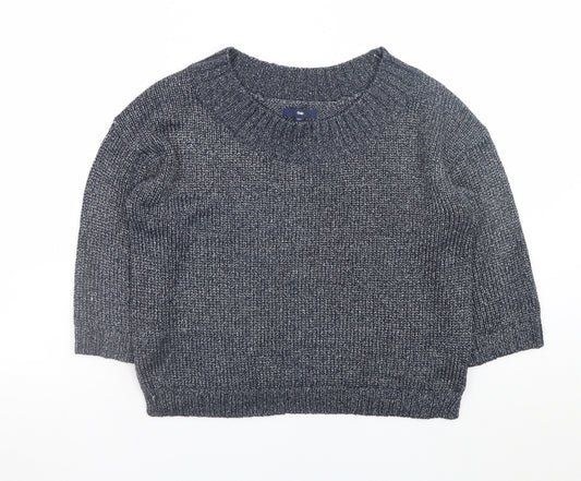 Gap Women Grey Knit Crew Neck Pullover Jumper Size M Acrylic Blend
