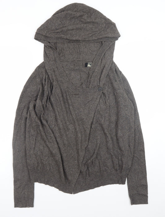 AllSaints Women Grey Hooded Cardigan UK 12 Angora Wool Blend
