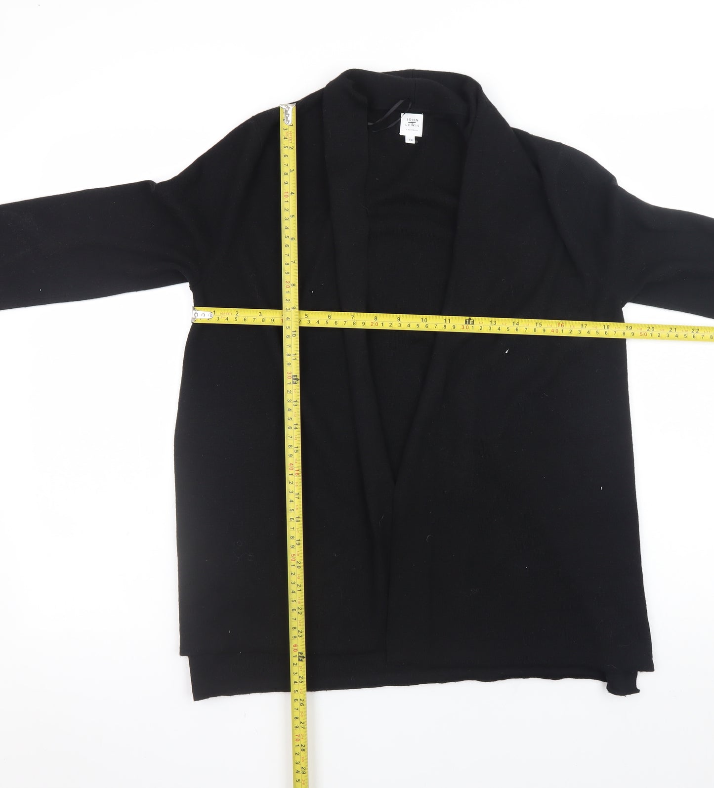 John Lewis Womens Black Size 10 Open Knit Long Sleeve Cardigan