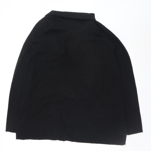 John Lewis Womens Black Size 10 Open Knit Long Sleeve Cardigan