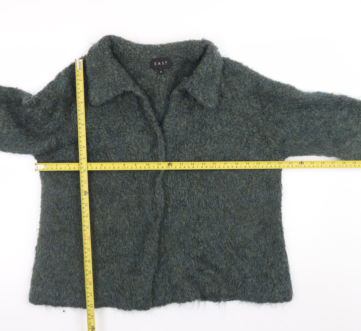 EAST Women’s Green Wool Blend Collared Cardigan XL