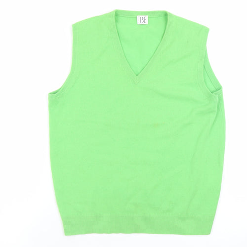 TSE Men’s Green Cashmere Sleeveless V-Neck Vest Jumper S