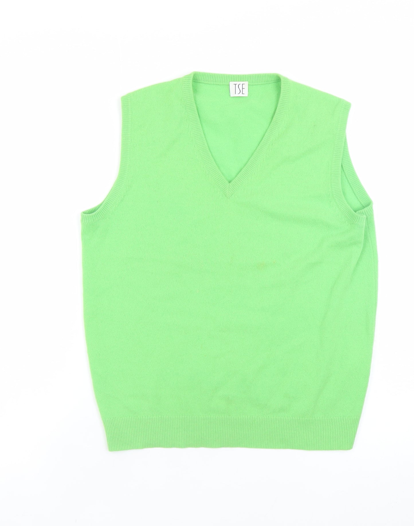 TSE Men’s Green Cashmere Sleeveless V-Neck Vest Jumper S