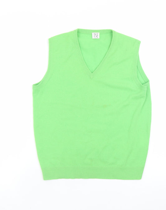 TSE Men’s Green Cashmere Sleeveless V-Neck Vest Jumper S