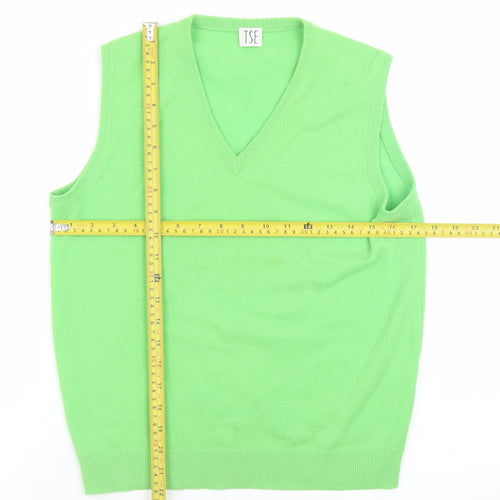 TSE Men’s Green Cashmere Sleeveless V-Neck Vest Jumper S