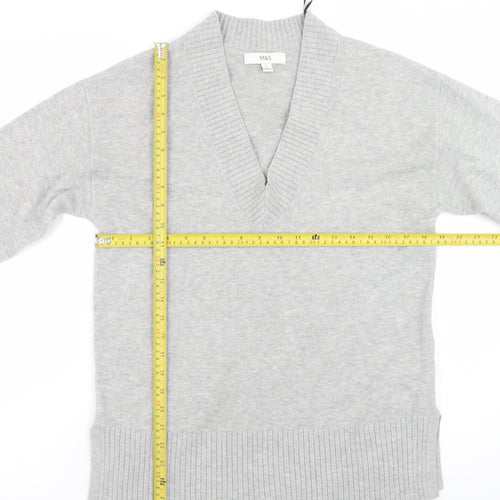 Marks and Spencer Womens Grey V-Neck Knit Jumper Small