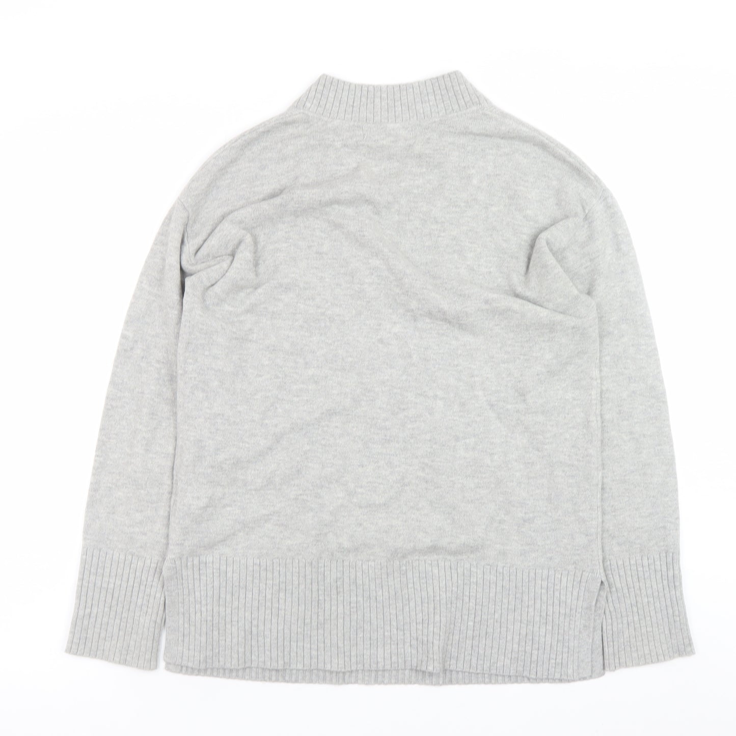 Marks and Spencer Womens Grey V-Neck Knit Jumper Small