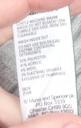 Marks and Spencer Womens Grey V-Neck Knit Jumper Small