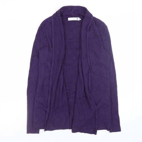 John Lewis Women's Purple Ribbed Long Sleeve Open Cardigan Size 10