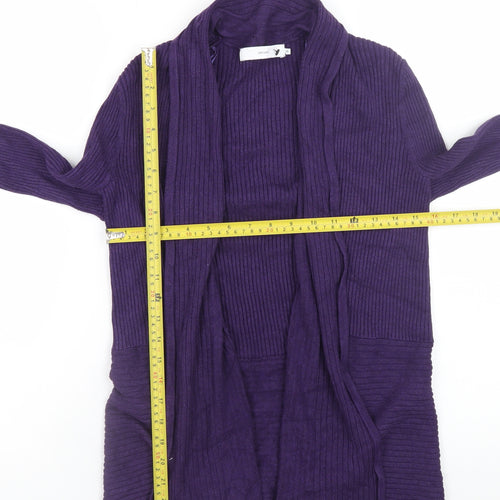 John Lewis Women's Purple Ribbed Long Sleeve Open Cardigan Size 10