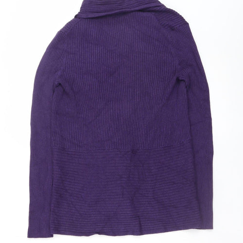 John Lewis Women's Purple Ribbed Long Sleeve Open Cardigan Size 10