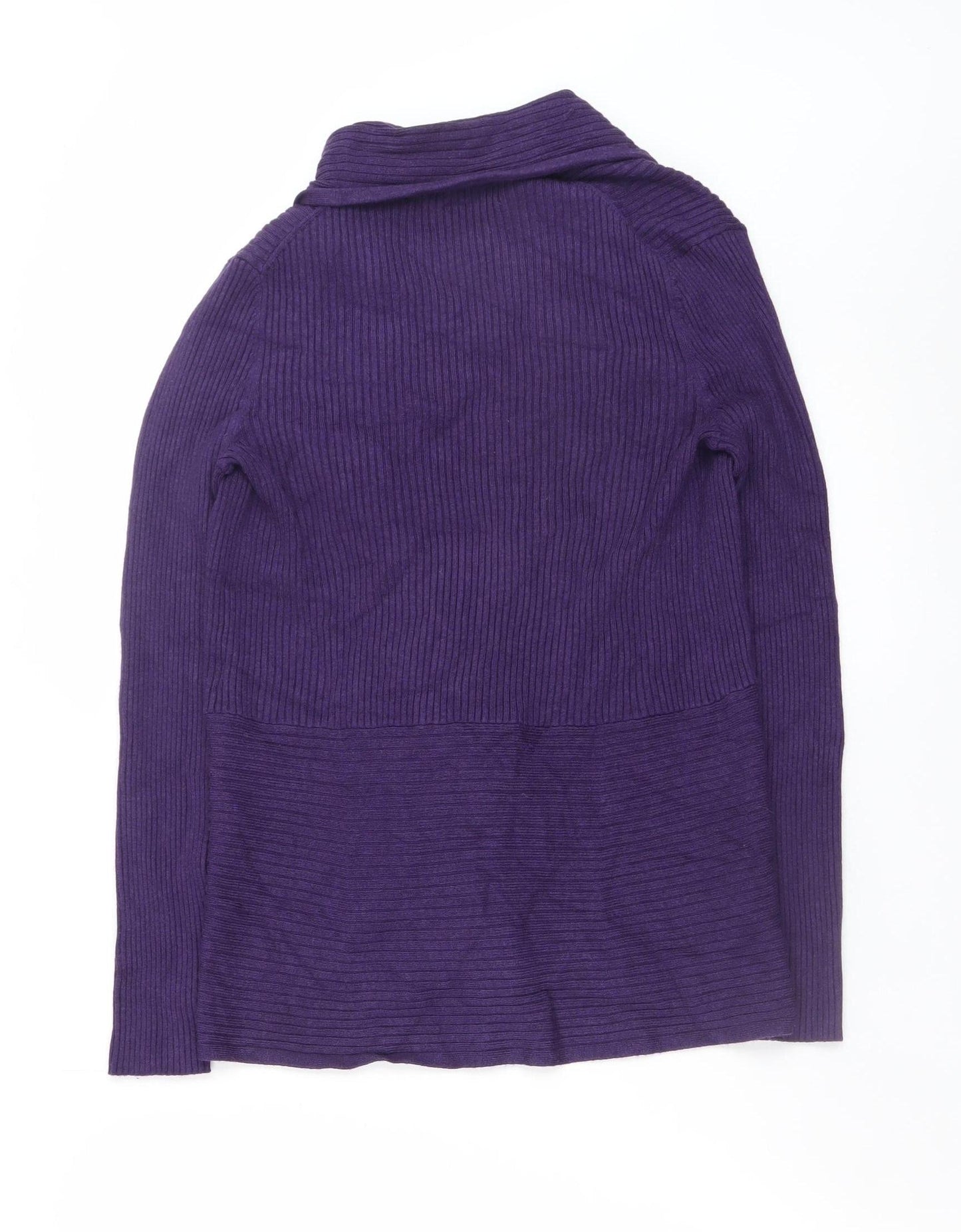 John Lewis Women's Purple Ribbed Long Sleeve Open Cardigan Size 10