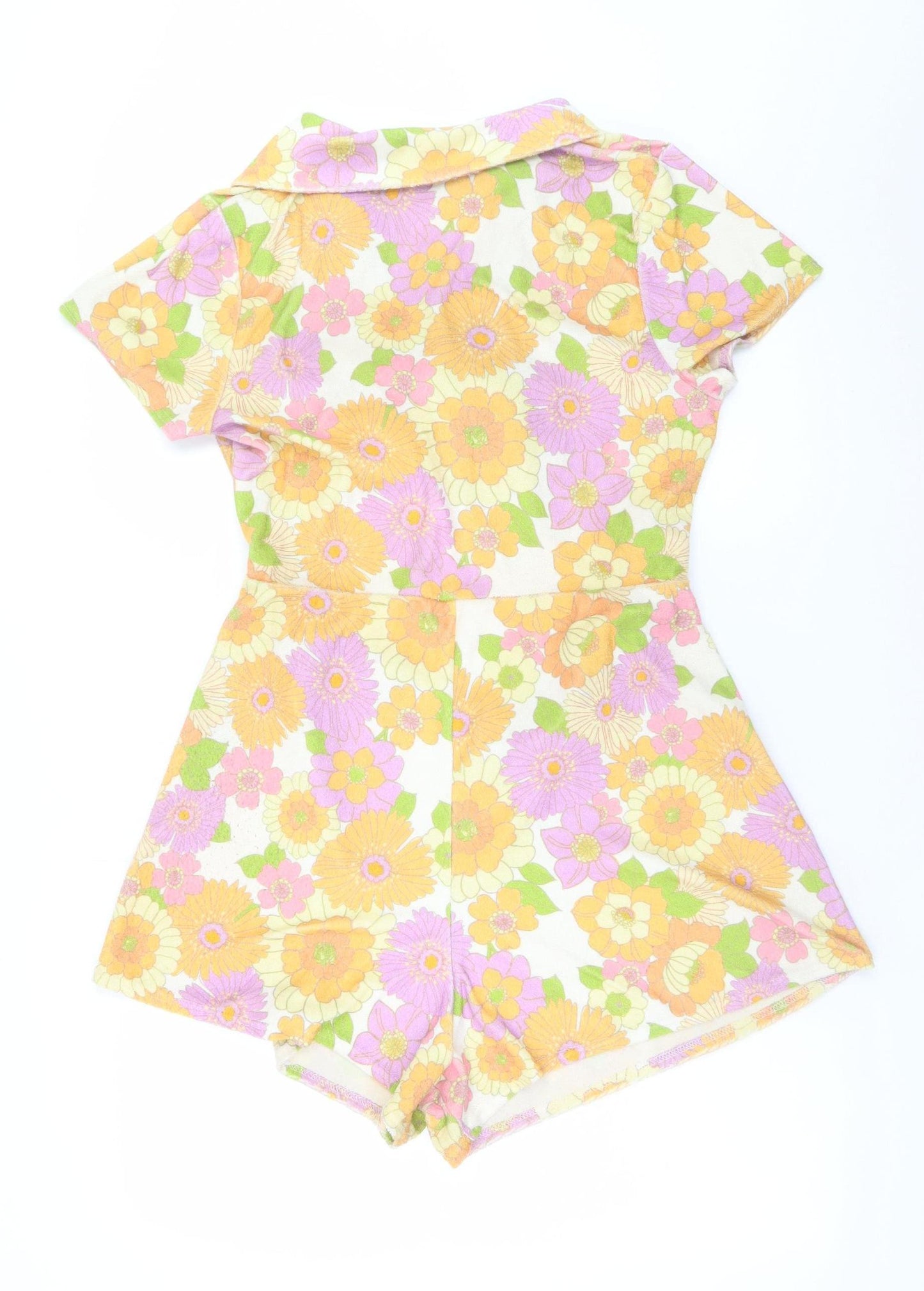 ASOS DESIGN Women's Multicoloured Floral Collared Tie Front Playsuit Size 14