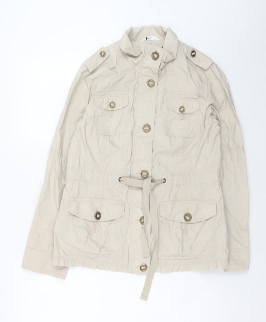 Marks and Spencer Women's Beige Cotton Military Jacket UK 12