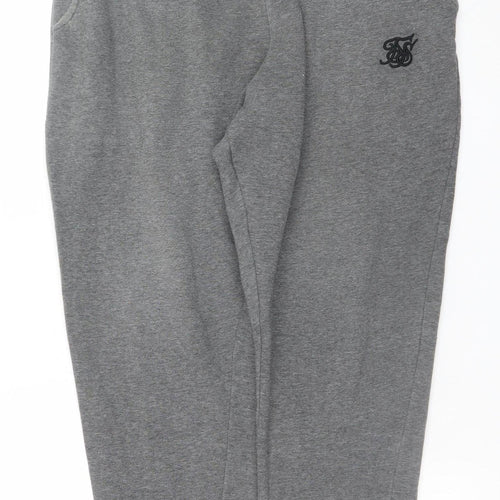 SikSilk Men's Grey Jogger Trousers Size L Elastic Waist