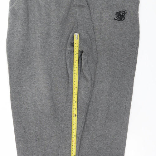 SikSilk Men's Grey Jogger Trousers Size L Elastic Waist