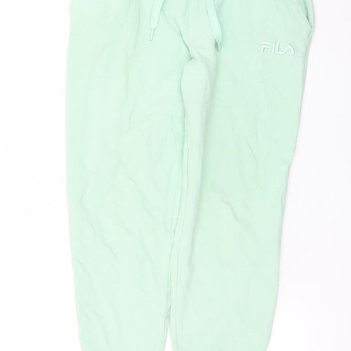 Fila Womens Green Jogger Trousers M Cotton Blend Logo Stretch