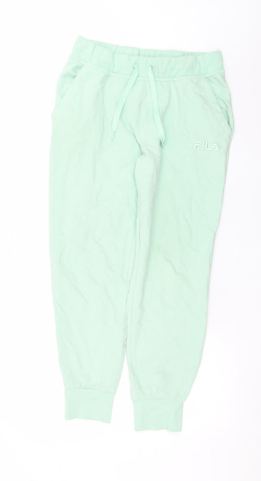 Fila Womens Green Jogger Trousers M Cotton Blend Logo Stretch