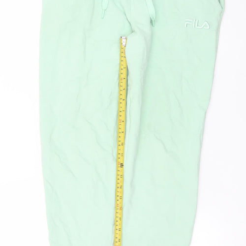 Fila Womens Green Jogger Trousers M Cotton Blend Logo Stretch