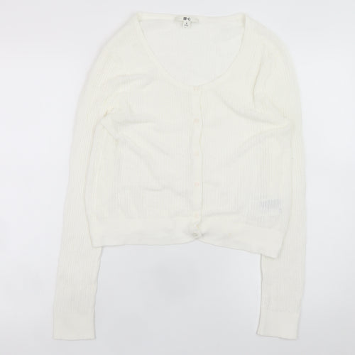 Uniqlo Women Ivory Scoop Neck Knit Cardigan M Lightweight