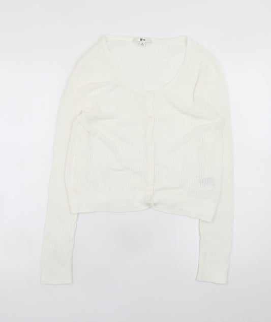 Uniqlo Women Ivory Scoop Neck Knit Cardigan M Lightweight