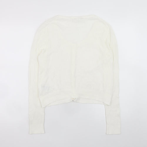 Uniqlo Women Ivory Scoop Neck Knit Cardigan M Lightweight