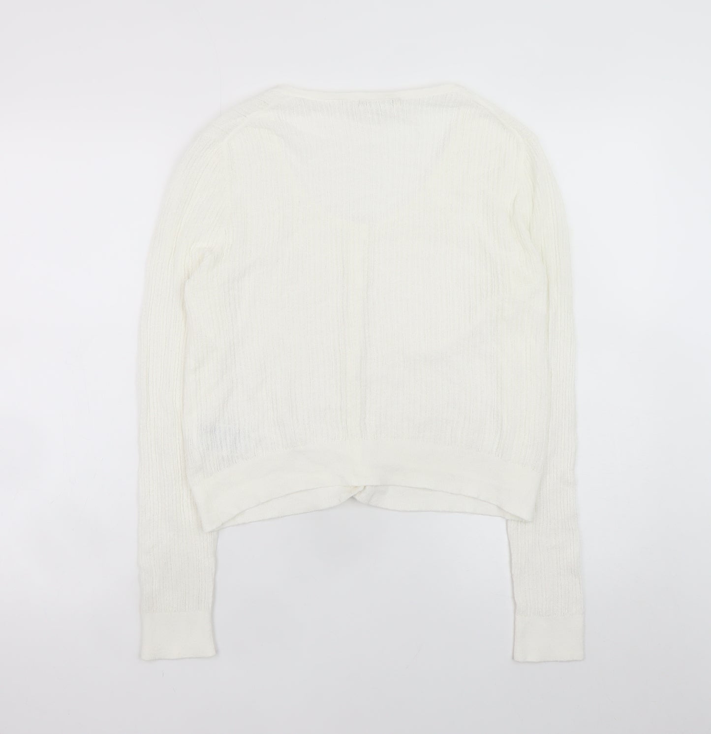 Uniqlo Women Ivory Scoop Neck Knit Cardigan M Lightweight