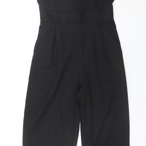 H&M Womens Black Sleeveless Crew Neck Woven Jumpsuit Size 8