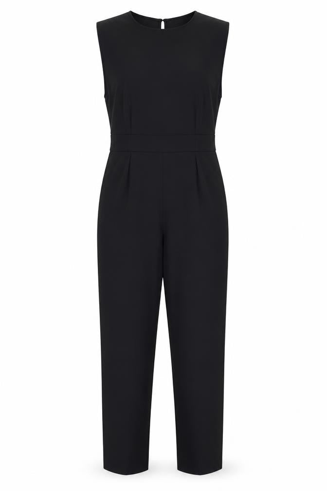 H&M Womens Black Sleeveless Crew Neck Woven Jumpsuit Size 8