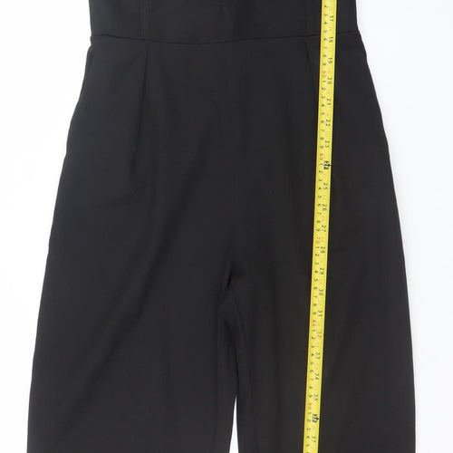 H&M Womens Black Sleeveless Crew Neck Woven Jumpsuit Size 8
