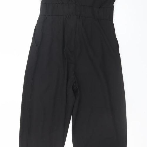 H&M Womens Black Sleeveless Crew Neck Woven Jumpsuit Size 8