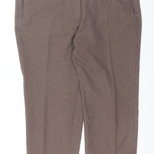 Marks and Spencer Women's Brown Check Straight Trousers Size 18